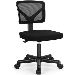 Armless Mesh Office Desk Chair, Ergonomic Computer Desk Chair, No Armrest Small Mid Back Executive Task Chair with Lumbar Support and Swivel Rolling