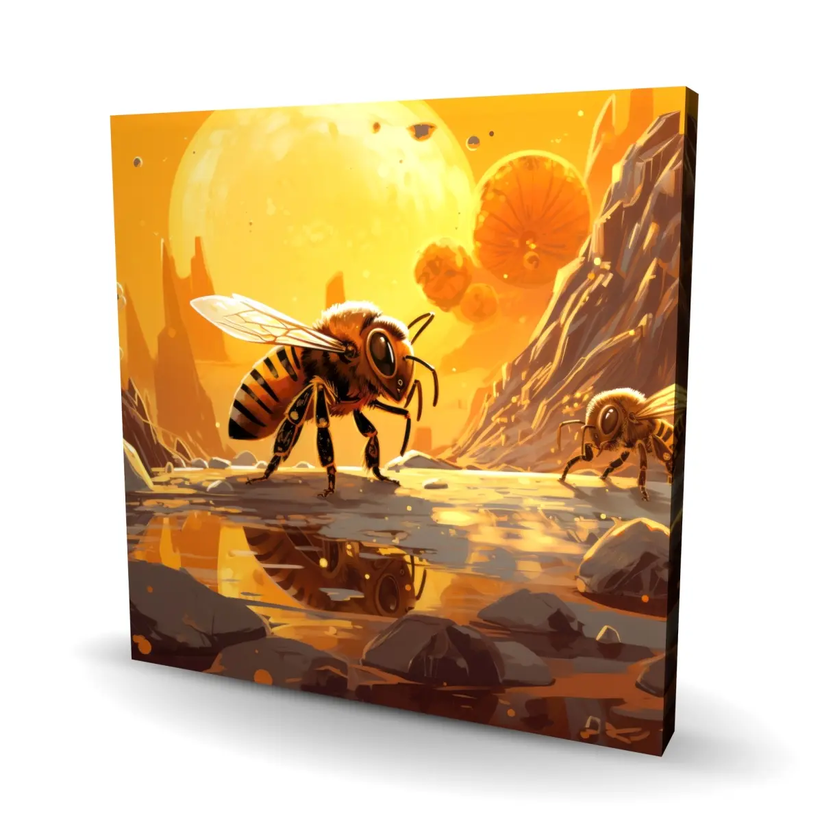 212 MAIN Pictorem C1RC3636WBA3LX 36x36 in. Nature Bee World Brown Photo Wall Art Print - Home Decor Accent, Unique Gift, Home Supplies Piece