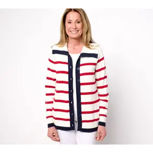 Belle by Kim Gravel Sailor Collar Striped Cardigan