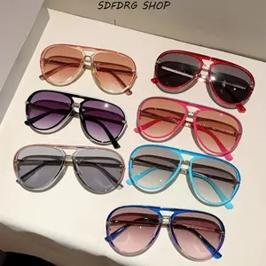 Retro Aviator Sunglasses - Unisex Metal Frames, Multi-Color Gradient UV400 UV Protection Lenses, Lightweight Men's Accessories, Trendy Casual Outdoor Shades for Driving, Travel