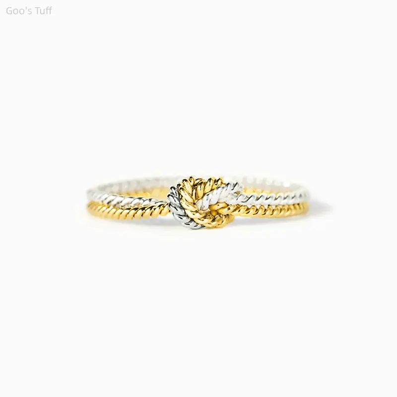 Women's Minimalist Daily Costume Jewelry Ring, 2-Strand Twisted Knot Buckle Single Band for Casual Dating