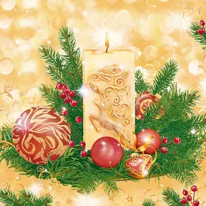 Christmas Napkins Candle Decorative Xmas Paper Decoupage Napkin #2115