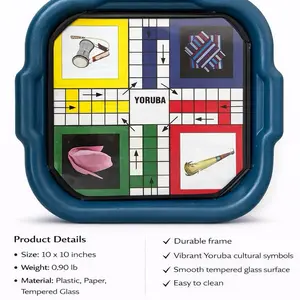 Yoruba Custom-Made Ludo Board Game - Traditional Dice & Race Activity, 4 Pieces Per Player, Dice Set for Game Night, Indoor Fun, Screen-Free Kids 10-12 Years