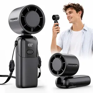 Portable Handheld Turbo Fan, 5000mAh USB-C Rechargeable Mini Pocket Fan with 1-100 Speeds, LED Display, Strong Airflow,12H Runtime, 3 in 1 Hand Fan for Travel, Outdoor, Beach, Gifts for Women, Men