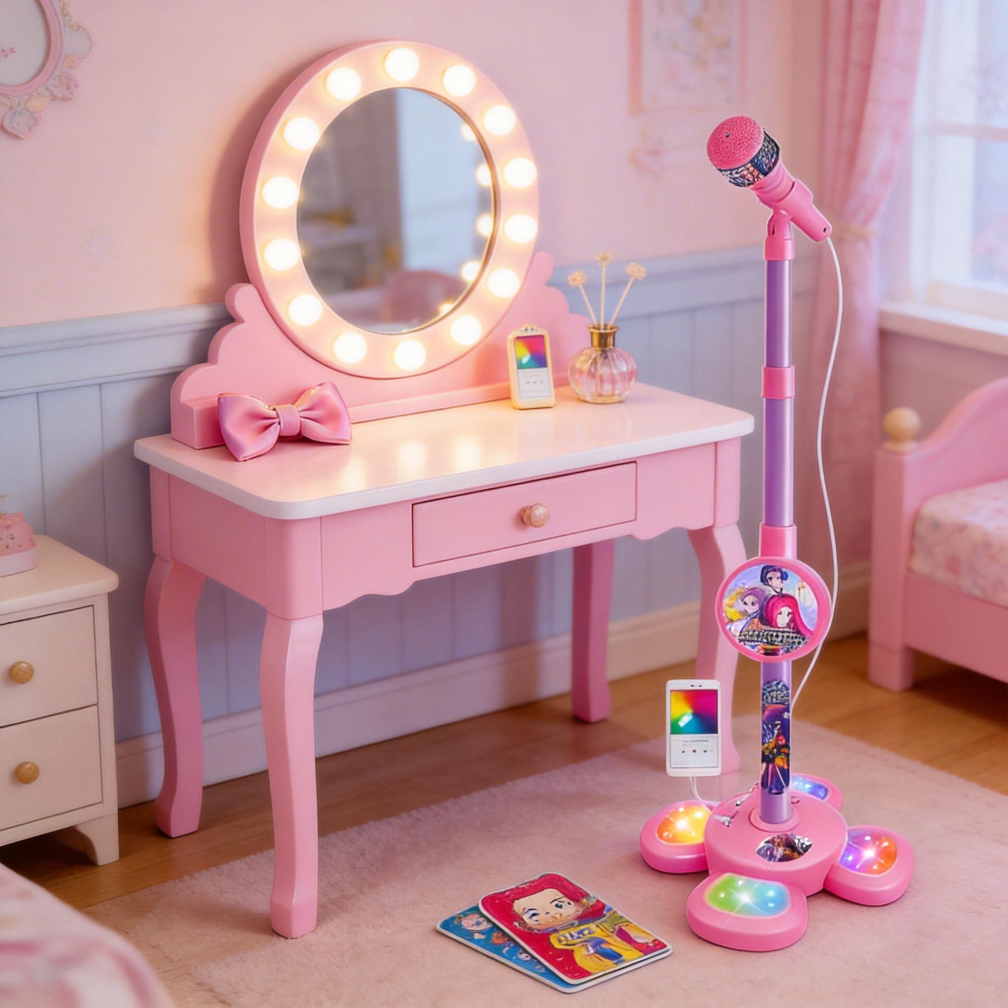 Microphone Toy, Karaoke Machine Toy with Light, SingingMachine Toy, Music Toy for Kids, Birthday Gift for Girls