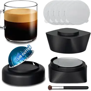 Refill Kit for   Vertuo Pods, Lid Quick Opener for  Seal, 50 count  Foil , Tamp & Press Refillable Vertuo Capsules Holder and Brush