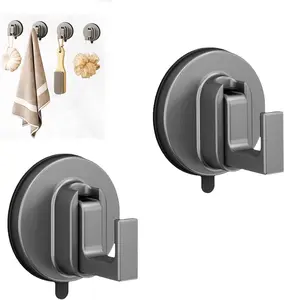 4PCS Suction Cup Hooks, No Drill Wall Mounted Towel Hooks for Bathroom Shower Tile Glass, Strong Hold Adhesive Free Hooks for Towels Robes Wreaths Coats Clothes Organization