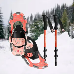Drifter Kids Snowshoes Bundle with Adjustable Trekking Poles - Lightweight Aluminum Hiking Sticks Collapsible for Boys & Girls All Terrain - Walking Sticks with Carrying Bag