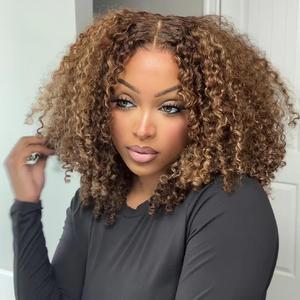 【Trending Color】ISEE HAIR Wear Go Highlight Brown Color Kinky Curly Middle Length Wig 7*5 Lace Closure Wig Pre-plucked Natural Hairline Beginner Friendly Vacation Hair #Summervibes#ISEECrochetNewArrivals