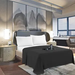 King Flat Sheet - Hotel Luxury 1800 Premier Cooling Bedding Sheet - Softest Sheets - Wrinkle, Fade, Stain Resistant - 1 Single Top Flat Sheet, King, Black