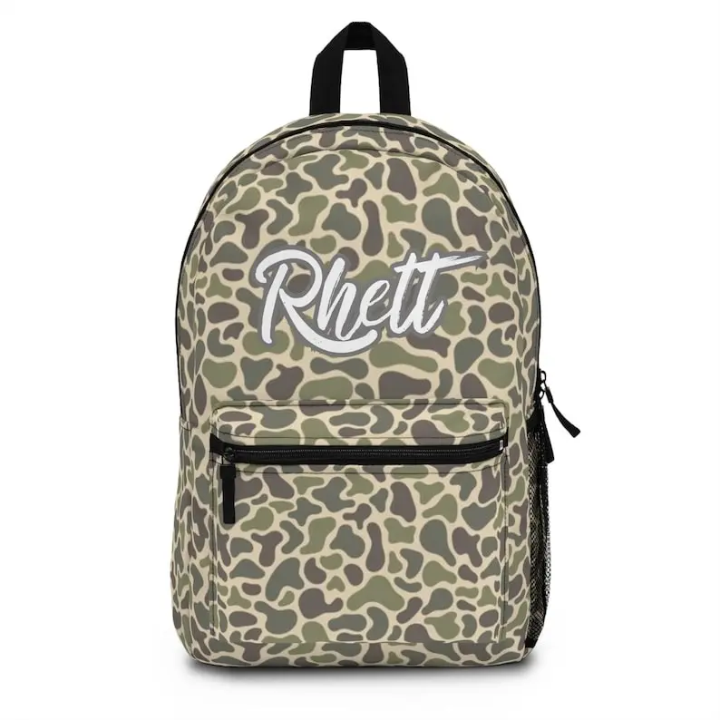 Personalized Camo Boys School Backpack - Custom Bag, Military Style Bookbag, Back to School Gift
