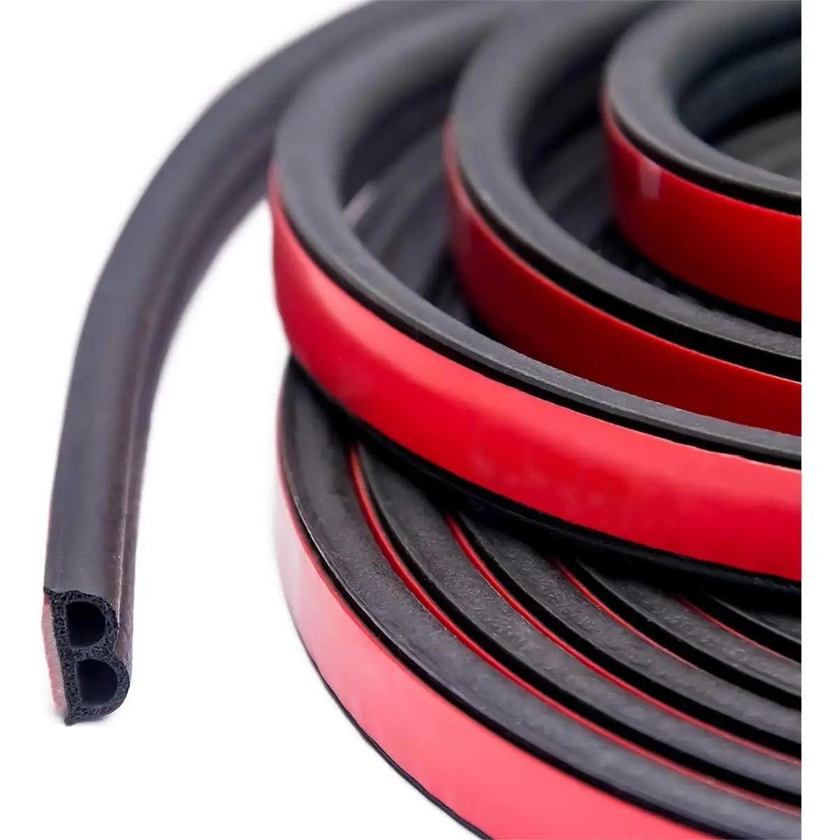 Synthetic Self-Adhesive Weather Seal Strip for Auto Doors & Windows, 33 ft Long (2 Rolls 16.5 ft Each), 51/100 in Wide, 1/5 in Thick, Universal Rubber Seal with Vibration Absorption
