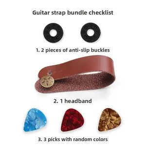 Ukulele guitar strap accessory set with anti-slip and anti-detachment head strap, includes 3 picks