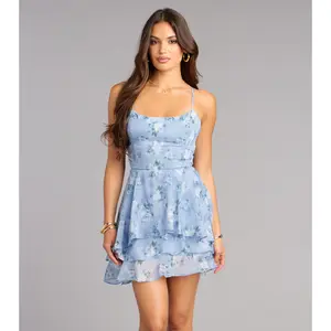 Brunch Plans Floral Chiffon Skater Dress