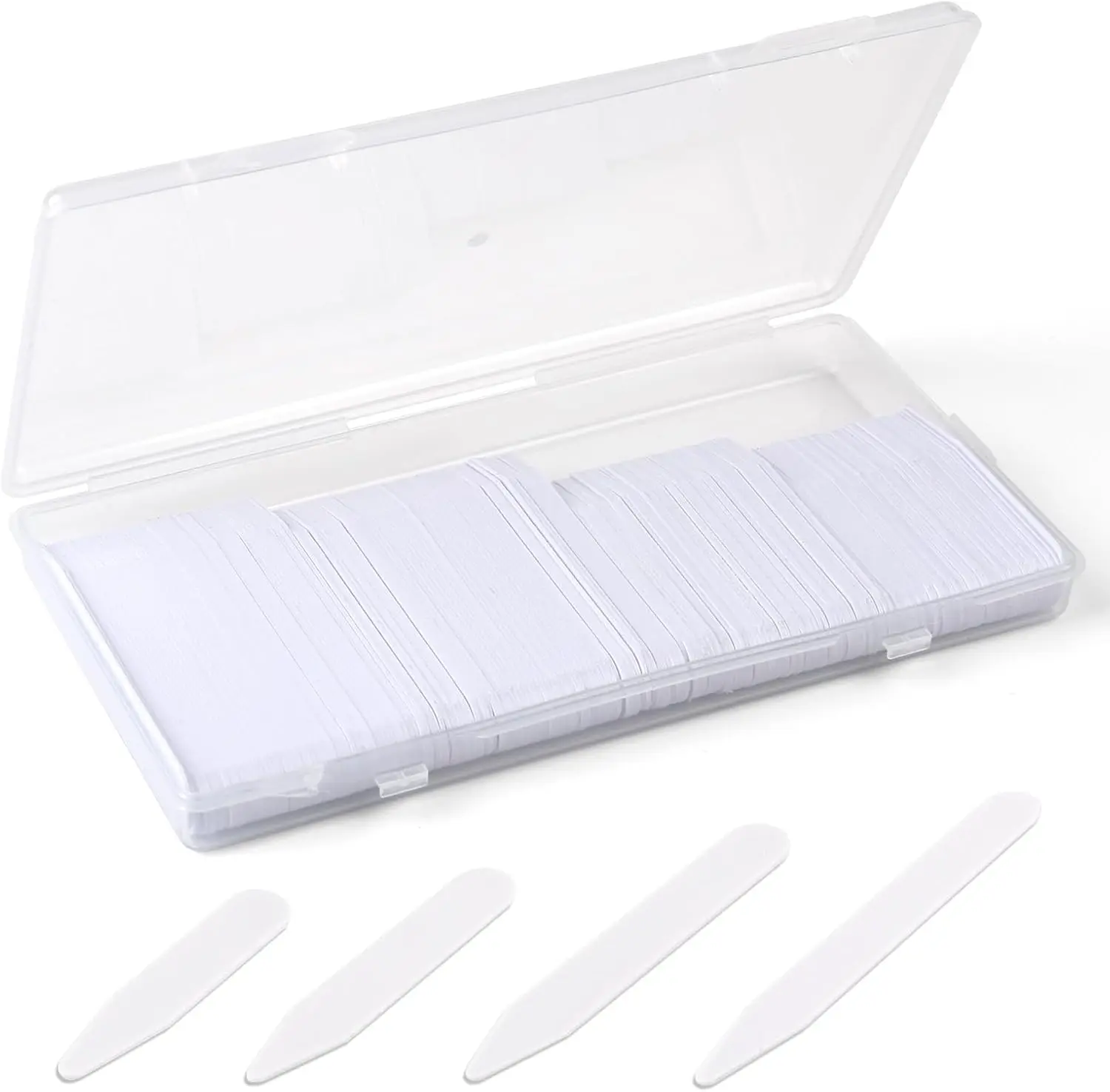 200 Pcs Collar Stays for Men's Dress Shirts, Plastic Collar Stays with Storage Case, Invisible Dress Shirt Collar Inserts, White, 4 Sizes - 2", 2.25", 2.5" and 2.75 "