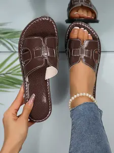 Women's Fashion Flat Sandals, Open Toe Slip-On Shoes, Comfortable Casual Footwear for Daily Wear & Outdoor Activities