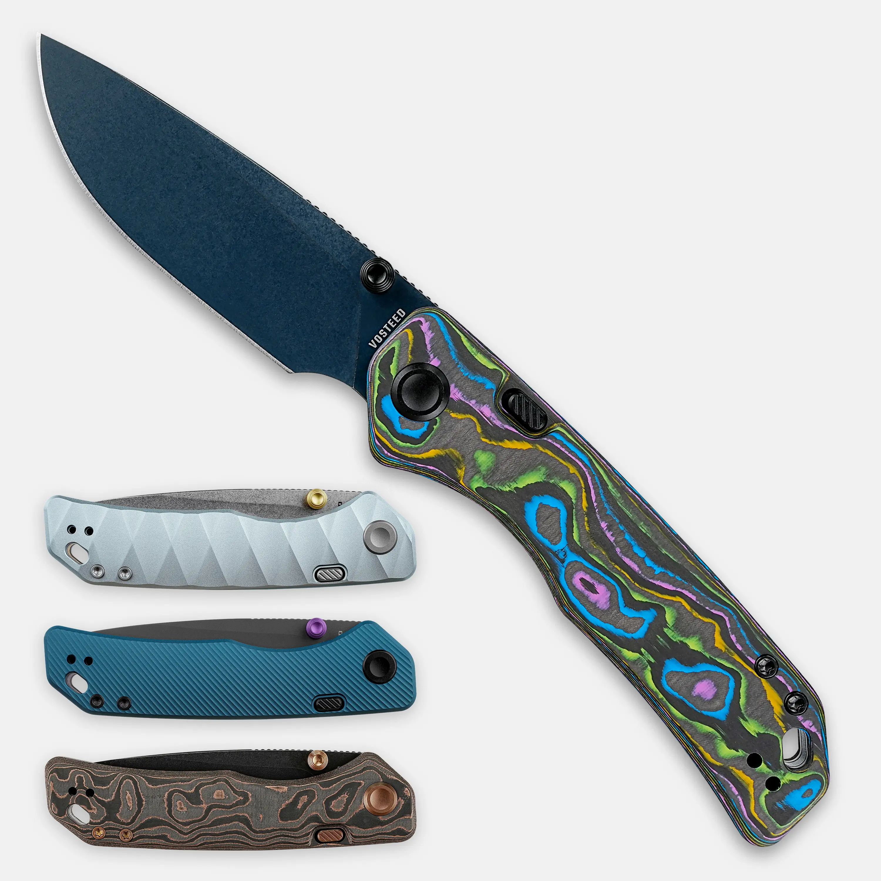Vosteed Marten EDC Folding Knife, 3.30" 154CM Blade, Aluminum/Carbon Fiber Handle, Secure Top Liner Lock, Compact Everyday Carry Knife for Men,Camping,Hiking