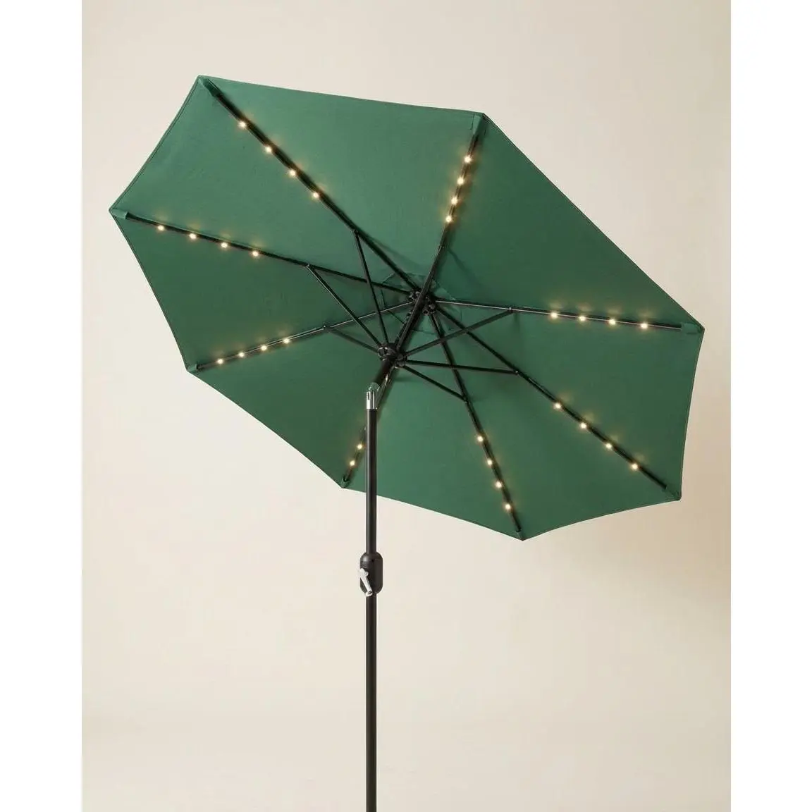 Garvee 9FT Outdoor Patio Parasol Umbrella with Adjustable Tilt Canopy, 32 Solar LED Lights, Push Button Tilt & Crank Lift, 8 Sturdy Ribs, Waterproof UV-Resistant Sun Shade for Pool, Deck, Sun Umbrella Parasols