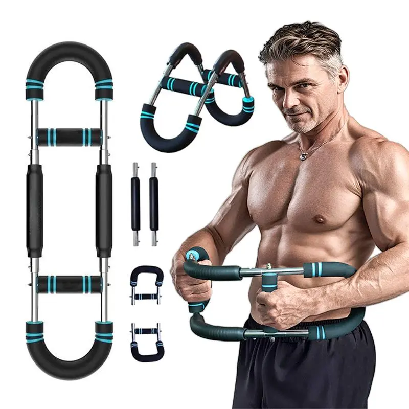 Power Twister Bar for Men, Portable Spring-Loaded Arm & Chest Strength Trainer with Adjustable 60-120lb Resistance & Adjustable Handle Straps for Home Workouts, Variable, Enhance Arm Strength, Portable Design, Spring-Loaded Natural Feel, Spring Twist Reps