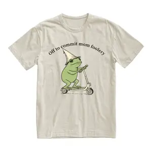 Mama Frog Off to Commit Mom Foolery Shirt, Funny Frog Scooter Graphic Tee, Cute Mama Humor T-Shirt, Pregnancy Announcement Mother’s Day Gift