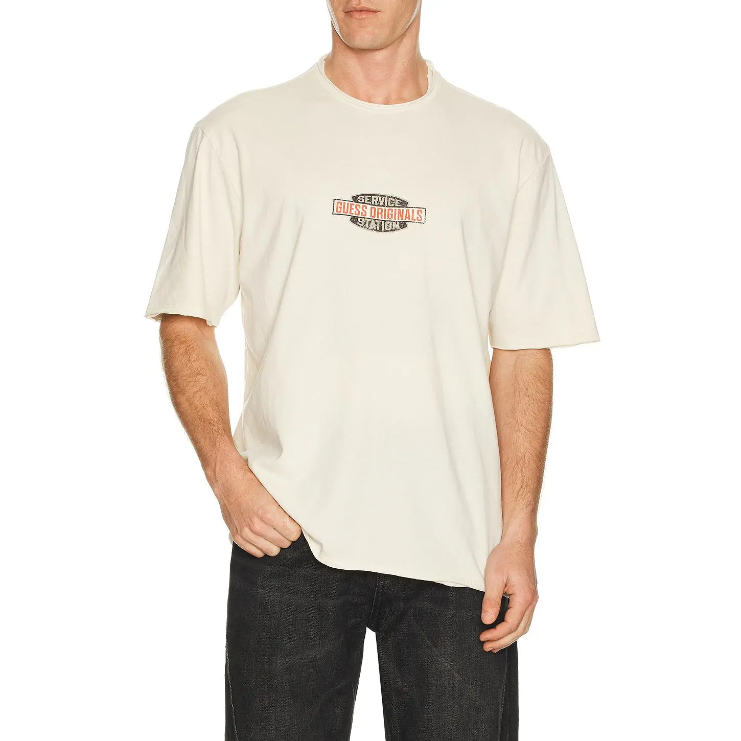 Guess Originals Service Station Tee in Sandy Shore Unisex