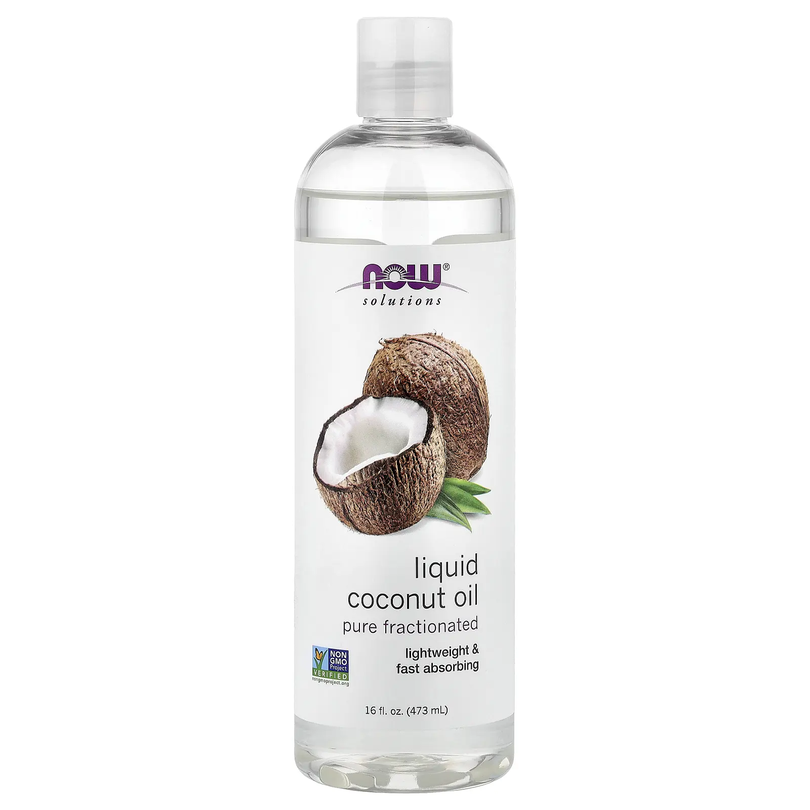 NOW Foods Solutions, Liquid Coconut Oil, Pure Fractionated, 16 fl oz (473 ml)