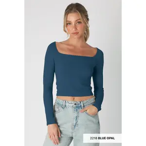 NIKI BIKI RIBBED LS SQUARE NECK TOP
