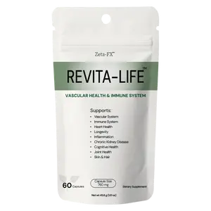 Revita-Life by Zeta-FX - Complete Daily Formula for Vascular Health & Immune System Support - 60 Capsules 750 mg - Promotes Circulation, Digestion, and Energy