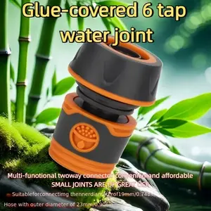6-Way Quick-Connect Water Hose Adapter, Durable Plastic Material, Easy Connect Design, Ideal for Garden & Home Use