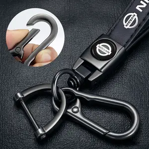 Premium Genuine Leather Key Fob Case - Protective Car Key Cover Compatible with Nissan - Auto Accessory Gift metal keychain Car Keychain Set