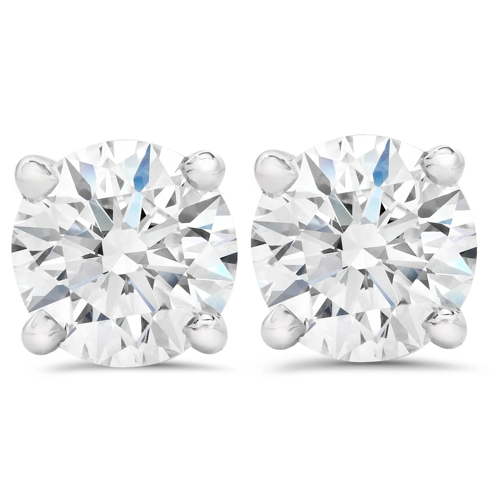 2ct Round Cut Diamond Screw Back Studs 14K White Gold 2ct Round Cut Diamond Screw Back Studs 14K White Gold