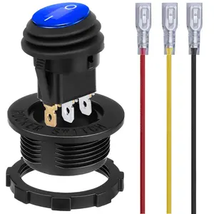 Round Rocker Switch, 12V Toggle Switch, Waterproof Lighted LED On/Off Switch for Car, Marine Toggle Switch, Automotive Power Switch, SPST 3 Pin
