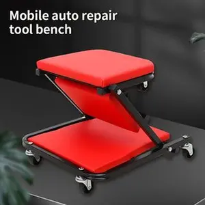 Foldable Creeper, 2-in-1 Rolling Garage Z Creeper Car & Seat, 36" Roller Mechanics Under Car Chair, 330 LBS Weight Capacity Heavy Duty