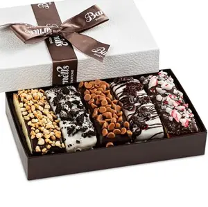 Barnetts Christmas Holiday Thanksgiving 5 Chocolate Biscotti Gift Box, Gourmet Cookie Baskets, Prime Food Delivery for Dad, Grandpa, Husband, Son