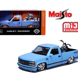 Maisto Harley-Davidson 454SD Custom Pickup Truck with Motorcycle Model 1:24 Scale Diecast Toy Car