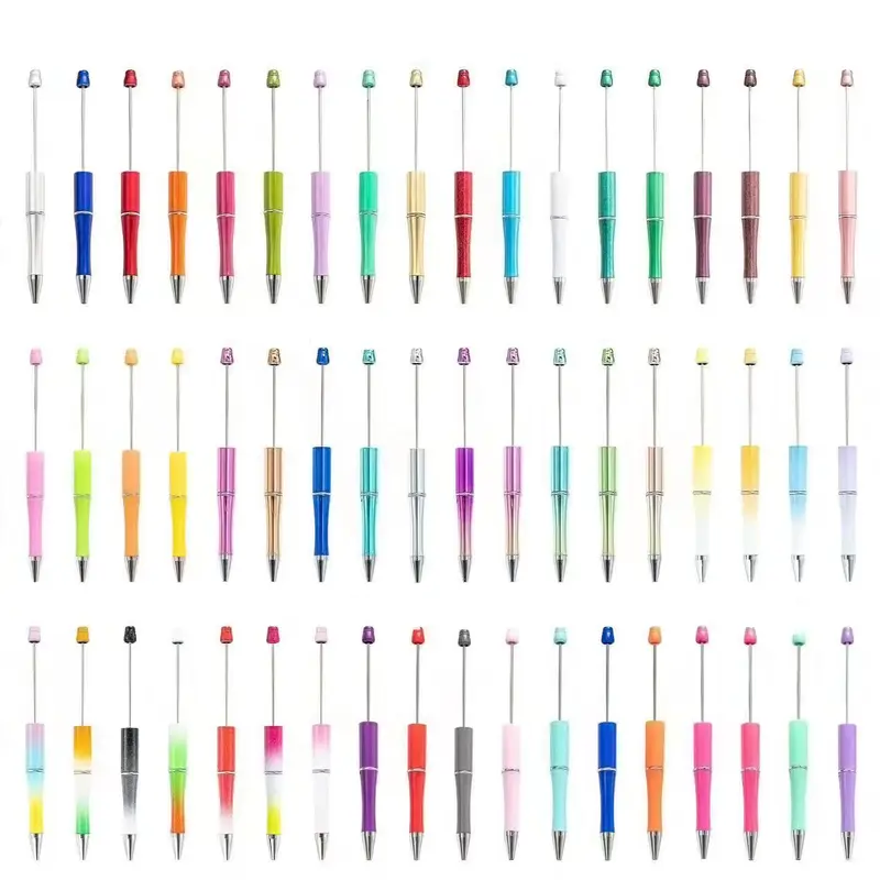 P1-Solid Qty 10-Standard Beadable Pens - Black Ink, Durable Plastic, Easy DIY, Fun Creative Gift for Home Office School Business