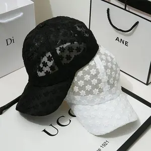 Lace women's thin baseball cap, summer sun protection, hollow-out visor, breathable sun hat, sweet style