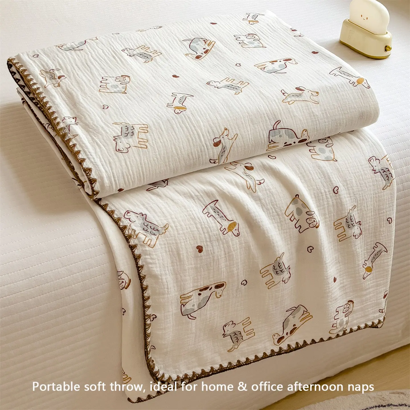 Floral Pattern Lightweight Breathable Twin Layered Cotton Blanket, Floral Print Quilt, Cute Summer Quilt, Soft Comfortable Cover, All Seasons Use