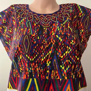 Size:de 13-15 años Huipil Sublimado Indumentaria Maya Ixil de Guatemala Traditional Design for Cultural Events and Authentic Maya Ixil Clothing Women's Summer Top Blouse