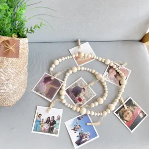 Photo Display Wall Hanging Decor Boho Home Decoration Wooden Beads Macrame Tapestry for Wall Hanging Room Decors