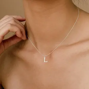 1pc Name Initial Necklace For Women Stainless Steel Jewelry Simple A-Z Alphabet Pendants Letter Necklaces