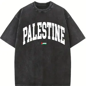 valentine shirts Palestines Flag T Shirt Hip Hop Washed Short Sleeve Harajuku T-Shirt Fashion for Men Women Tops Streetwear Summer Tee Shirt Distressed Festive