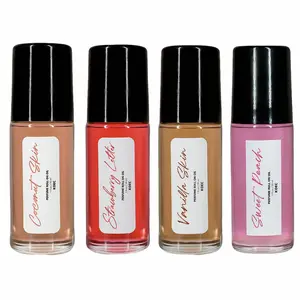 Perfume Roll On Oil (Sweet Peach/  Vanilla Skin/ Strawberry Letter/ Coconut Skin), Carefully Picked Scents, For Unisex Long Lasting Portable Fragrance Oil Perfume 30ml