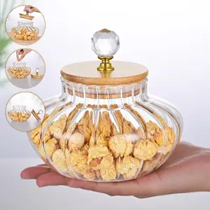 Diamond Lid Striped Glass Storage Bottles Sealed Jar Tea Coffee Beans Grains Candy Jars Organizer Kitchen Food Glass Containers