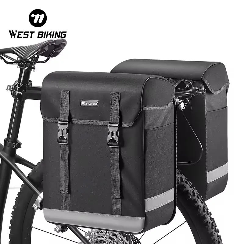 WEST BIKING Cycling Double Side Rear Rack Pack 33L Large Capacity Outdoor Travel  Sport Bicycle Double  Pannier Rear Rack Bag