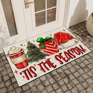 1Pc Christmas Tree Hat Cup Gift Box Diatom Mud Anti Slip And Water Absorbing Entrance Door Mat Indoor And Outdoor Door Mat Kitchen Dining Room Bathroom Decor Holiday Home Decor