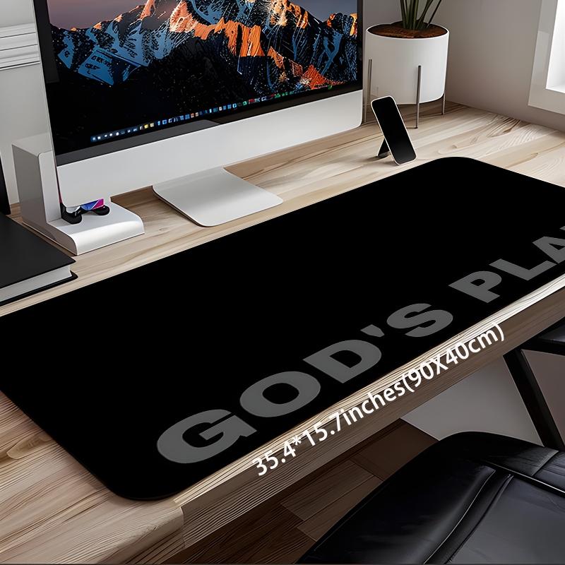 Black God's Plan Design Extra Large Gaming Mouse Pad,Aesthetic Desktop Drotection Pad,Washable Rubber Pad Non-Slip Lock Edge Multi-Size Mouse Pad Suitable For Home Office,Good Gift for Family and friends, Extended Mousepad