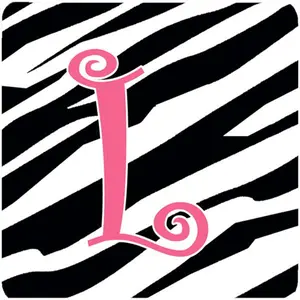 Carolines Treasures  Monogram - Zebra Stripe And Pink Foam Coasters - Set 4- Initial Letter L