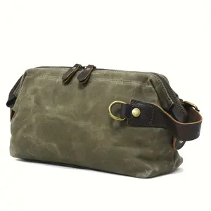 Travel casual retro canvas clutch bag, phone and toiletry bag, unisex storage bag, vintage wrist bag