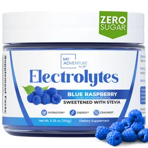 My Adventure to Fit Electrolytes Blue Raspberry 37 Servings Zero Sugar Sweetened with Stevia High in Potassium & Salt for Optimal Hydration